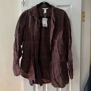 H&M brown linen shirt